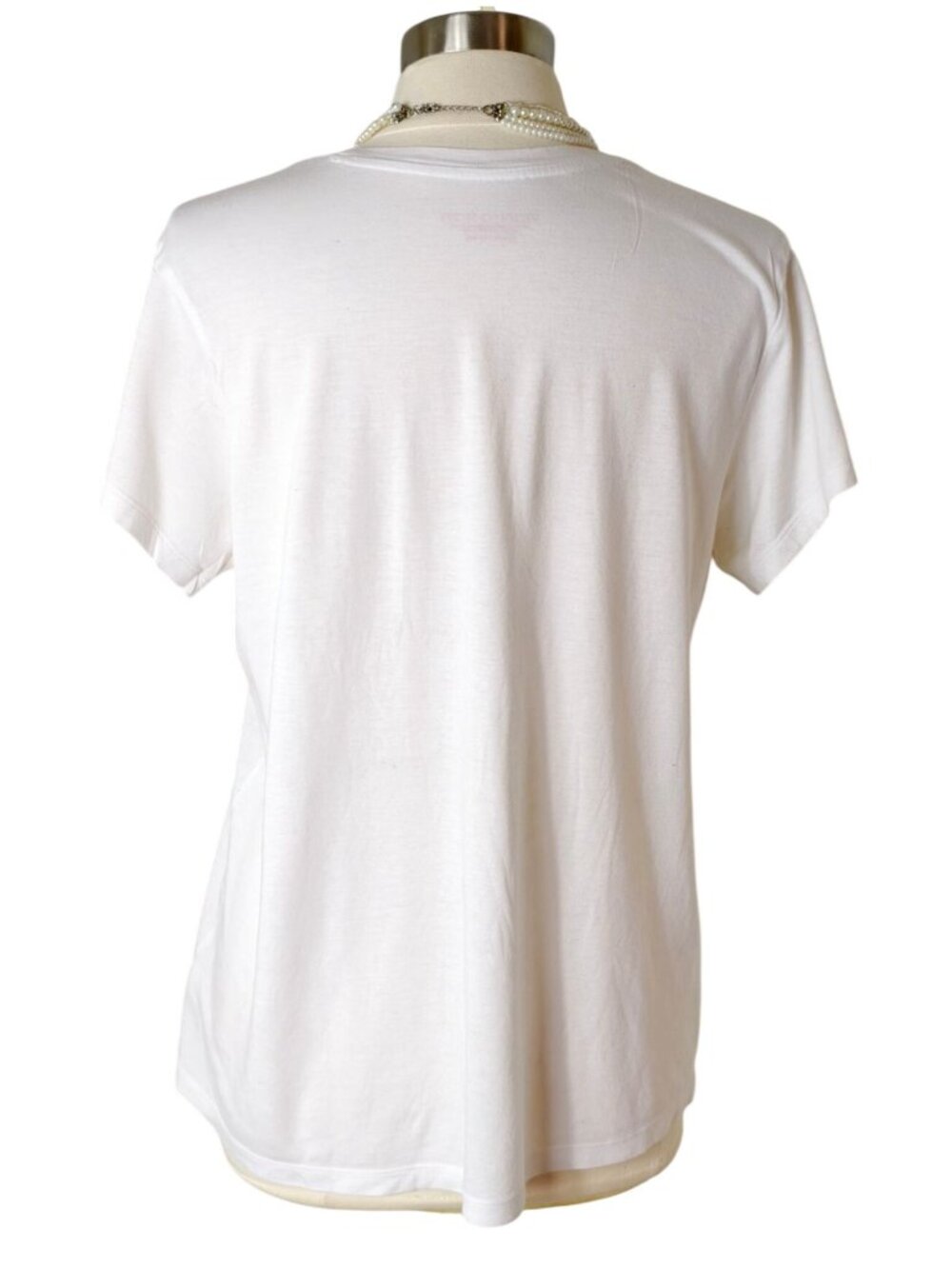 Victorias Secret XL Tee White Blue Glittered Logo Short Sleeve Casual T-Shirt - Picture 3 of 6